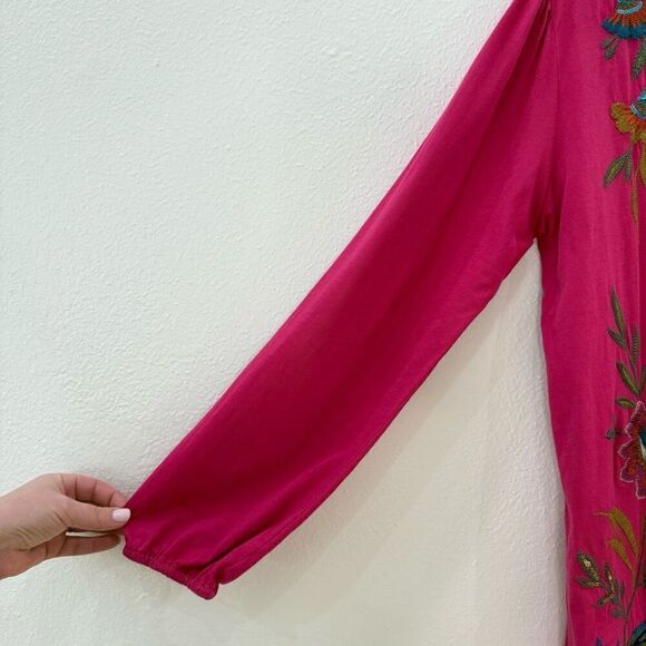 Johnny Was Sidonia Bishop Sleeve Sequin Pullover Sweater Vivacious Pink - M - Picture 4 of 9